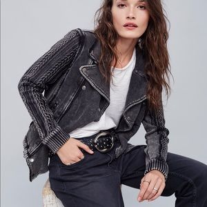 Free People Ruffle Moto Jacket - SIZE M